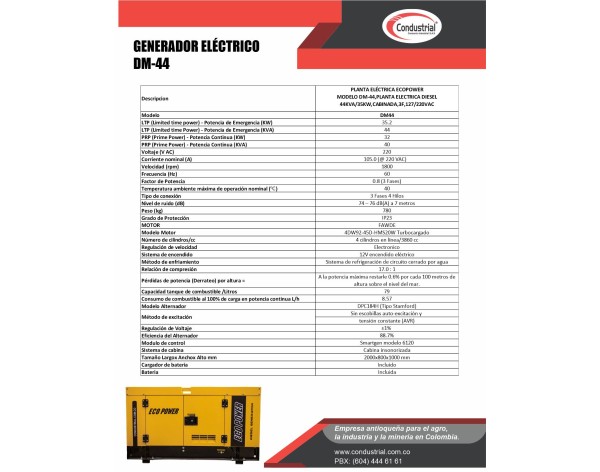 PLANTA ELECTRICA DIESEL  44KVA ECOPOWER DM-44