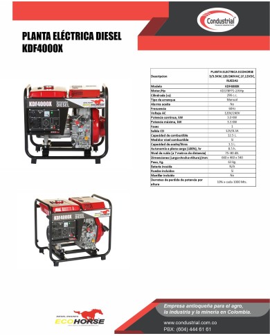 PLANTA ELECTRICA DIESEL - ECOHORSE - KDF4000X