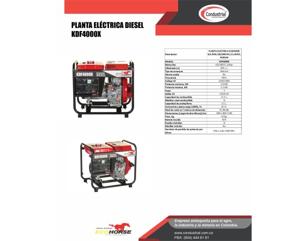 PLANTA ELECTRICA DIESEL - ECOHORSE - KDF4000X