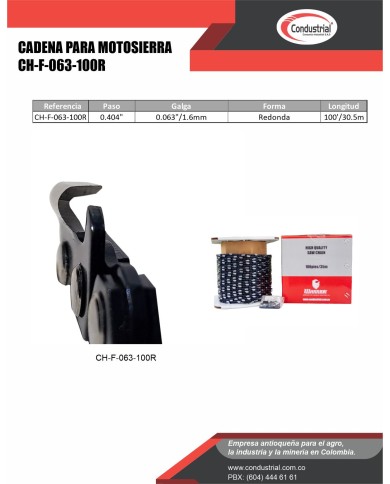 CADENA MOTOSIERRA - WARRIOR - CH-F-063-100R