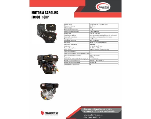 Motor WARRIOR GASOLINA FC188F