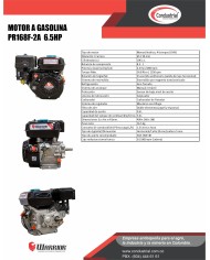 MOTOR A GASOLINA  - 6.5HP - WARRIOR - PR168F-2A